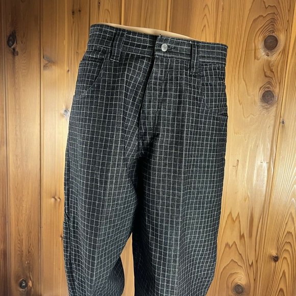 IceBerg History Vintage Plaid Hammer Loop Baggy Jeans Made in Italy Rare 34x32 - Picture 3 of 11